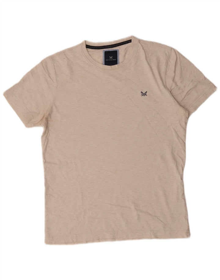Crew Clothing Herren-T-Shirt-Oberteil aus mittelbeiger, gesprenkelter Baumwolle
