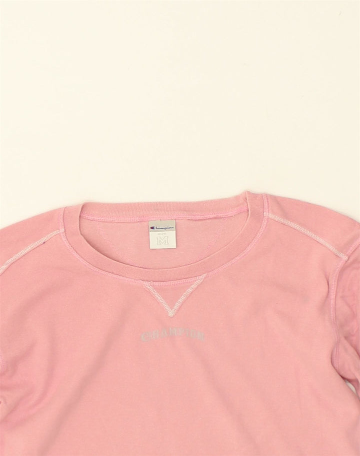 CHAMPION Womens Sweatshirt Jumper UK 12 Medium Pink Cotton | Vintage Champion | Thrift | Second-Hand Champion | Used Clothing | Messina Hembry 