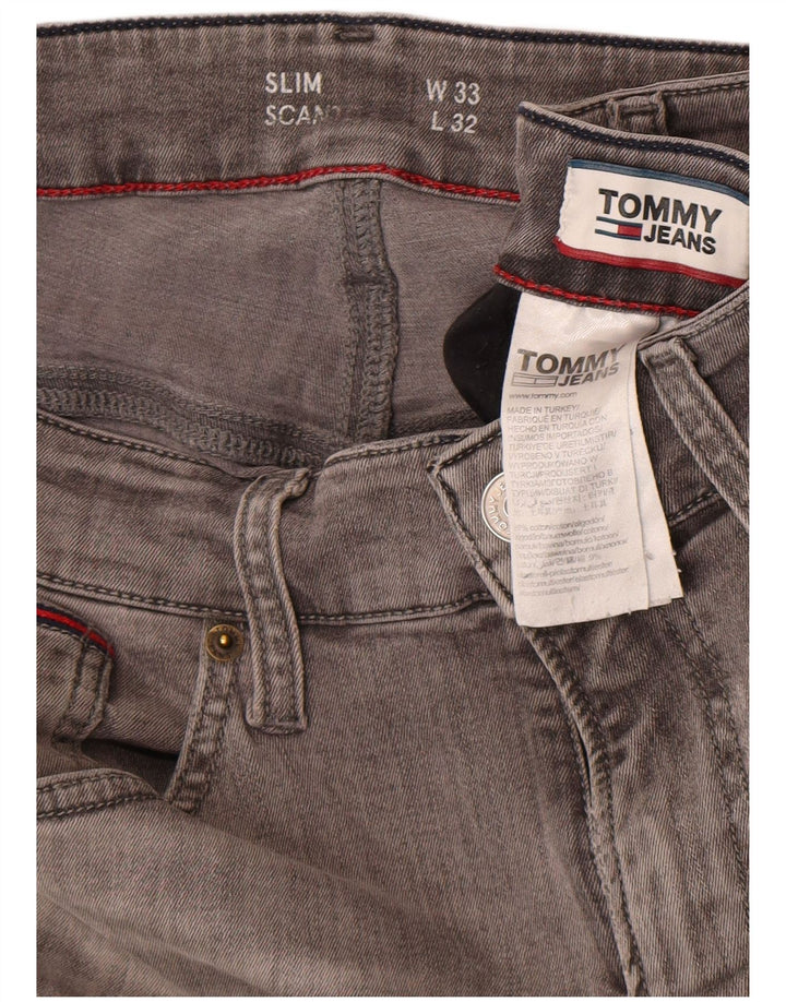 Tommy Hilfiger Herren Slim Jeans W33 L32 Graue Baumwolle