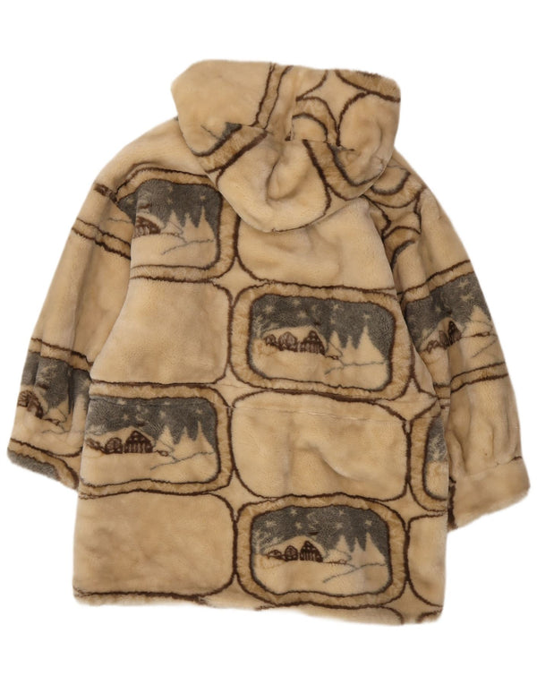 Verde Piu Damen Übergroßer Dufflecoat mit Kapuze UK 10 Small Beige Geometrisch