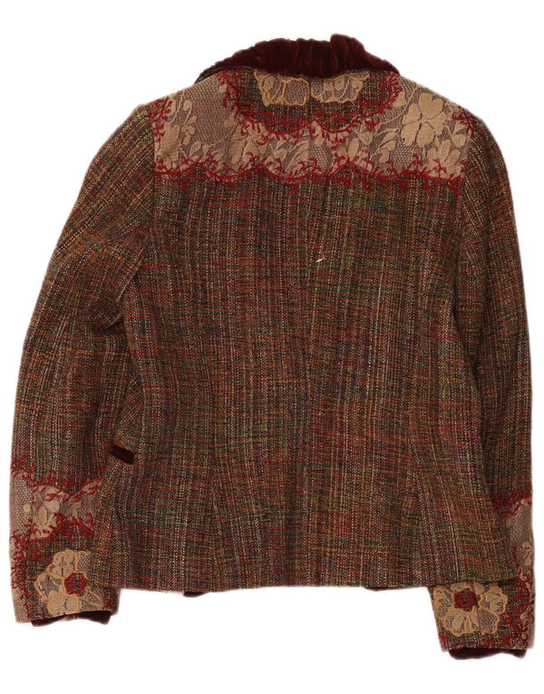 Quin And Donnelly Damen-Blazer mit 1 Knopf, Gr. 10, kleines braunes Blumenmuster