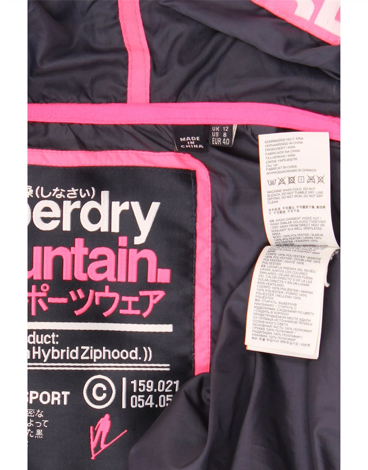 Superdry Wattierte Jacke mit Kapuze für Damen, UK 12, mittelgroß, marineblau gefleckt