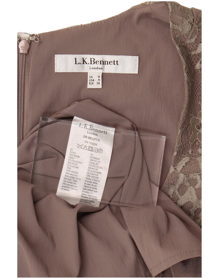 L.K. BENNETT Ärmelloses Damen-Etuikleid, Gr. 8, klein, lila, geblümtes Nylon