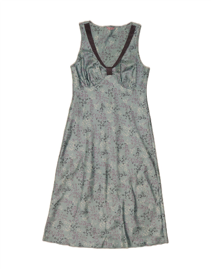 MARKS & SPENCER Womens Sleeveless Maxi Dress UK 12 Medium Blue Floral Vintage Marks & Spencer and Second-Hand Marks & Spencer from Messina Hembry 