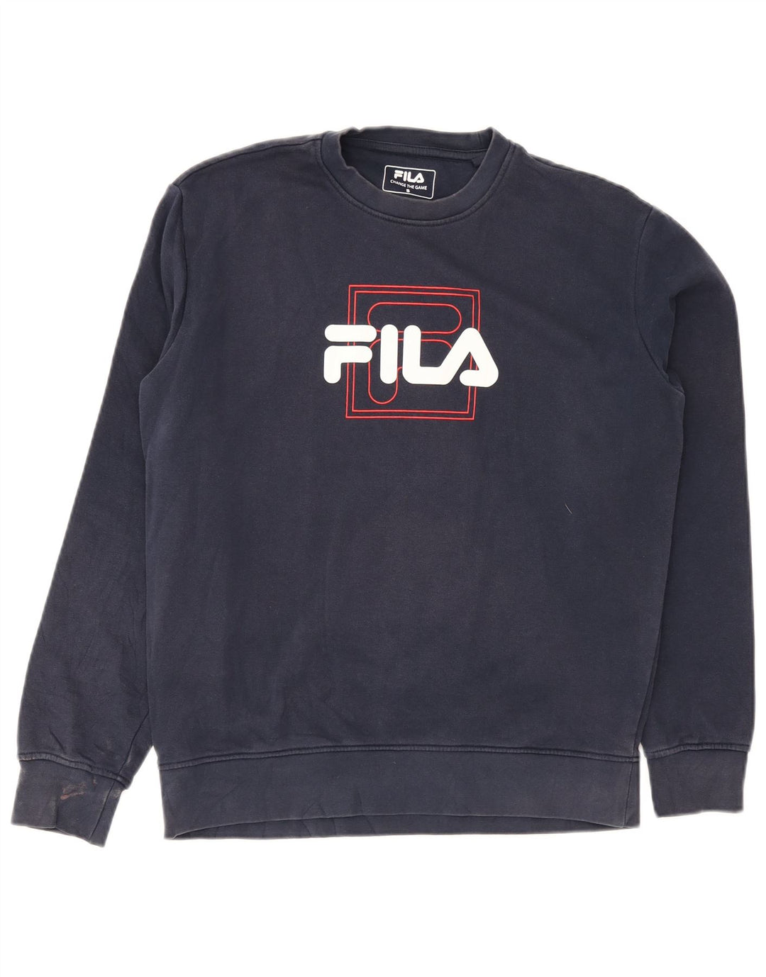 Fila Herren-Sweatshirt mit Grafik, Größe S, marineblaue Baumwolle