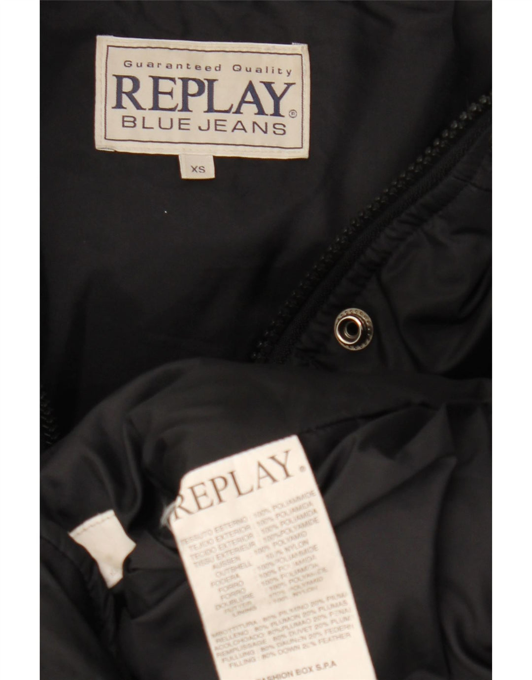 Replay Damen Übergroßer gepolsterter Mantel UK 6 XS Schwarz Polyamid