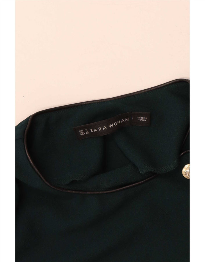 Zara Damen Langarm-Etuikleid UK 10 Small Grün Polyester