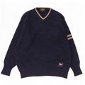 Woolrich Herren-Pullover mit V-Ausschnitt, 2XL, marineblau, gestreift, Wolle