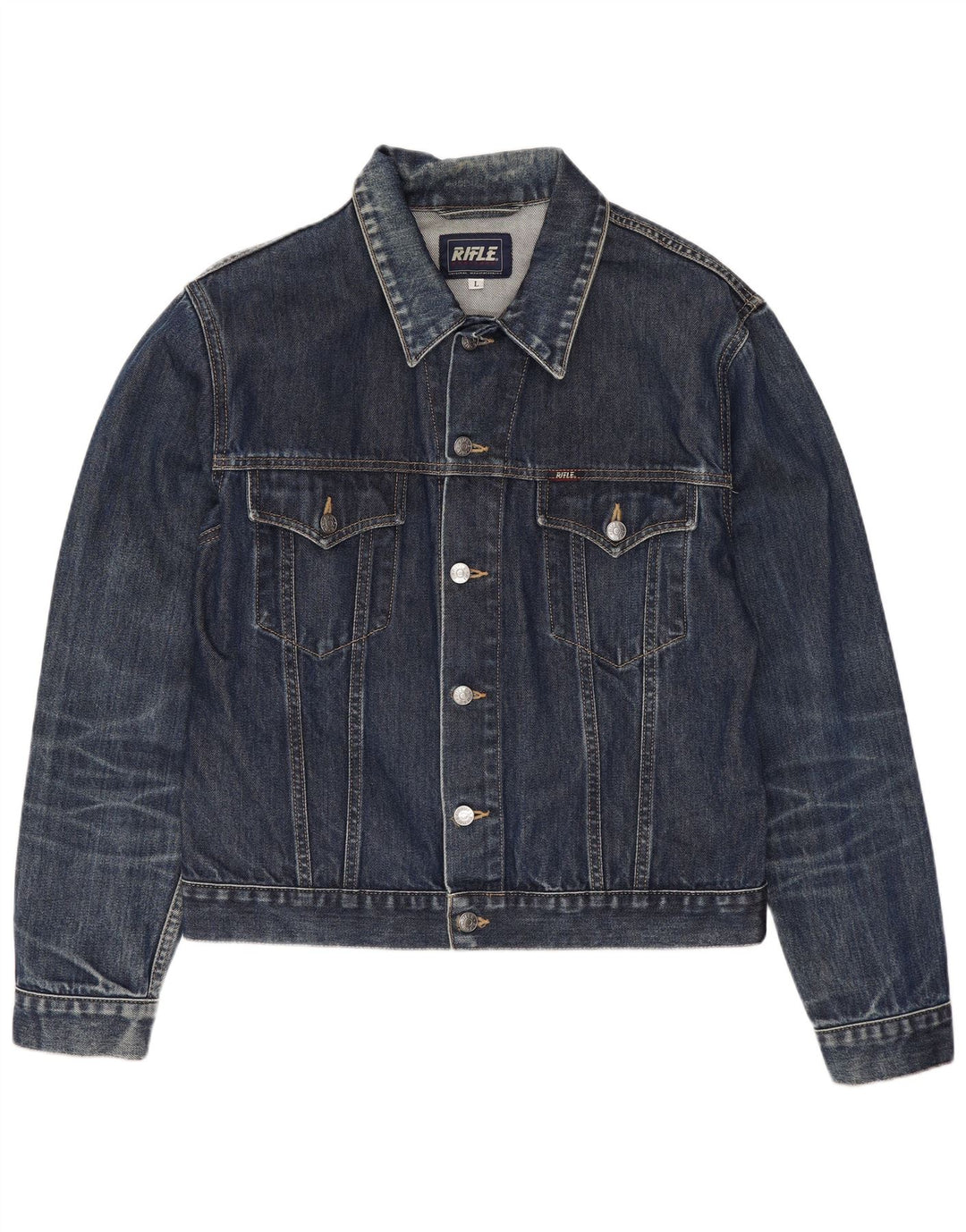 Rifle Herren Jeansjacke UK 40 Große blaue Baumwolle