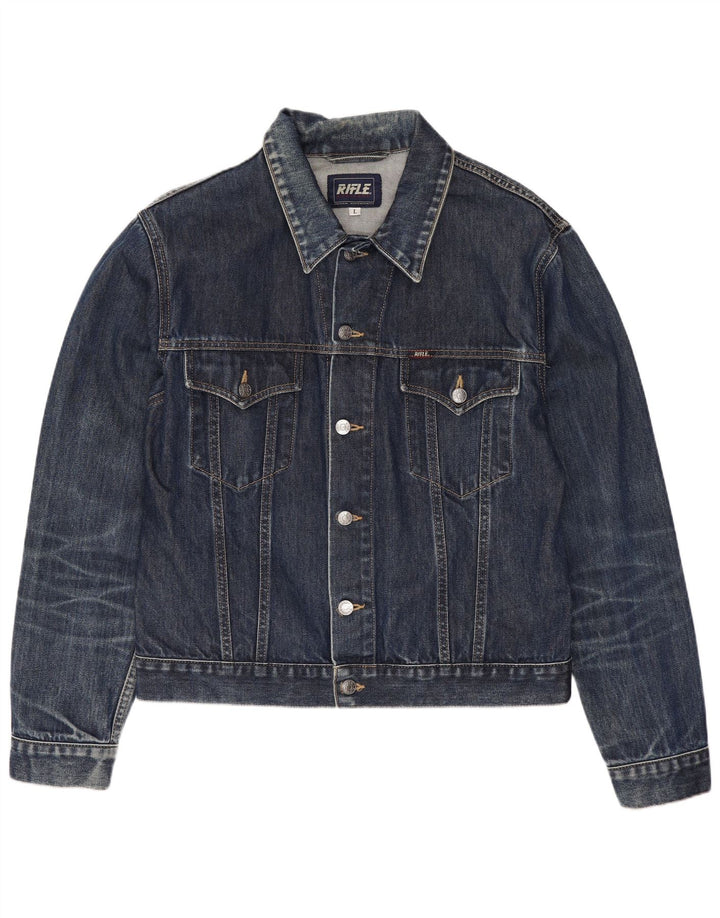 Rifle Herren Jeansjacke UK 40 Große blaue Baumwolle