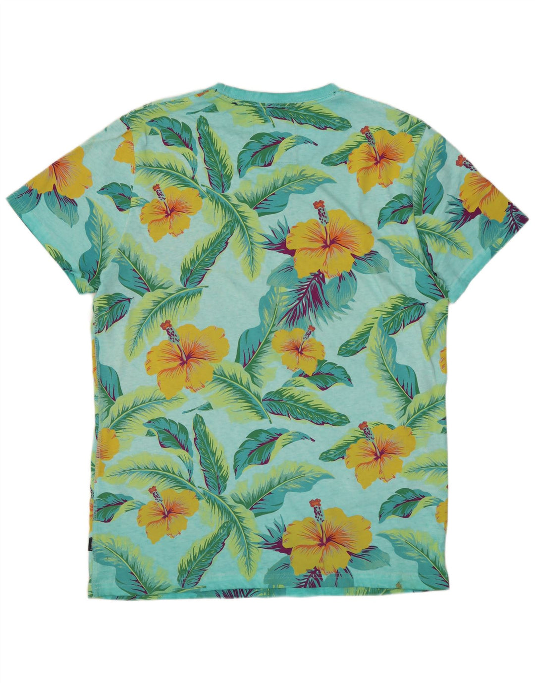 SUPERDRY Herren Grafik-T-Shirt-Oberteil XL aus blauer Baumwolle mit Blumenmuster