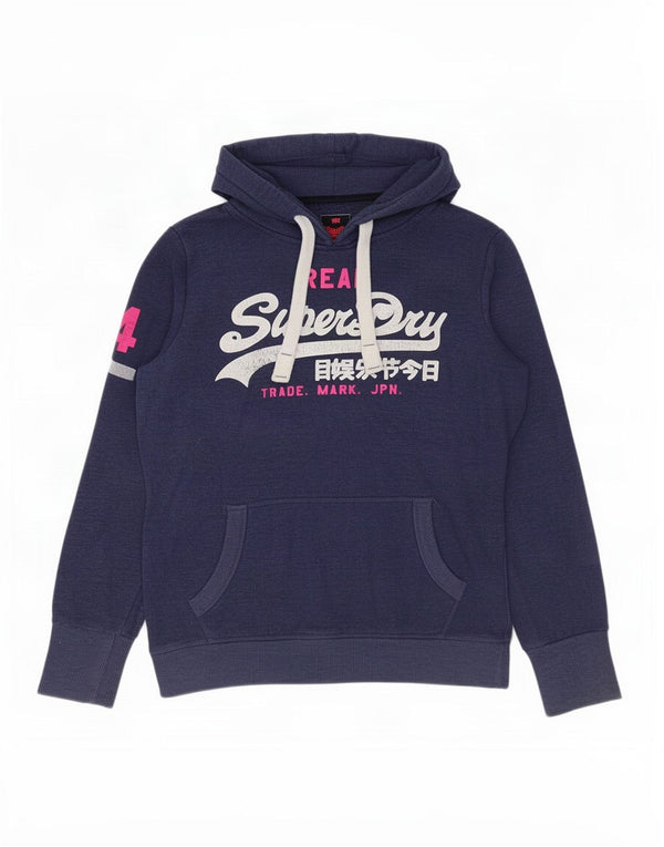 Superdry Grafik-Kapuzenpullover für Damen, UK 16, Größe L, Marineblau, Baumwolle