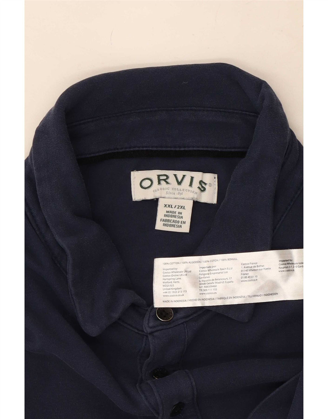 Orvis Herren Poloshirt 2XL Marineblau Baumwolle