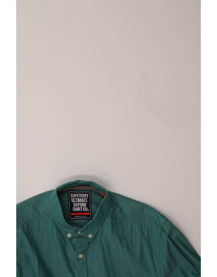 SUPERDRY Mens Shirt XS Green Herringbone Cotton Vintage Superdry and Second-Hand Superdry from Messina Hembry 