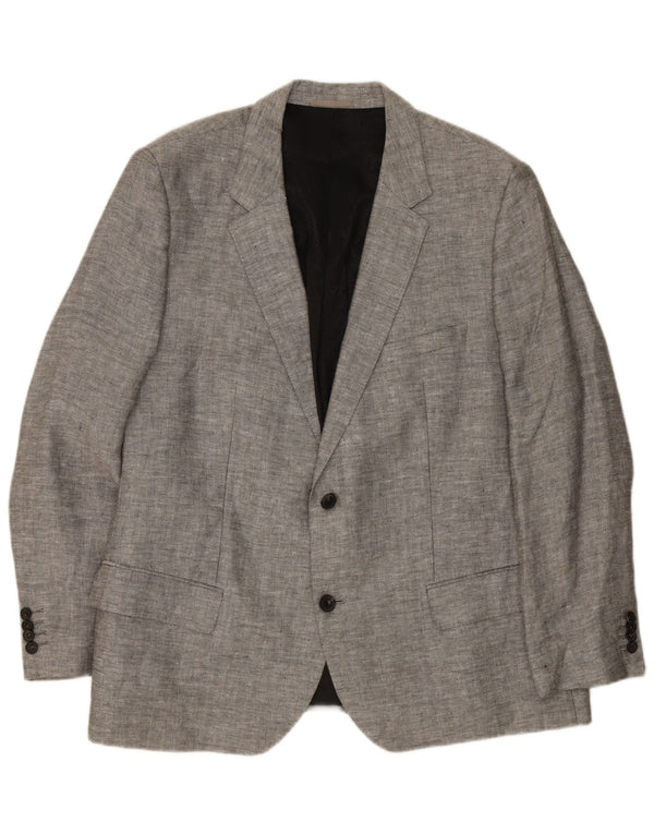 Hugo Boss Herren 2-Knopf-Blazerjacke EU 62 6XL Graues Leinen