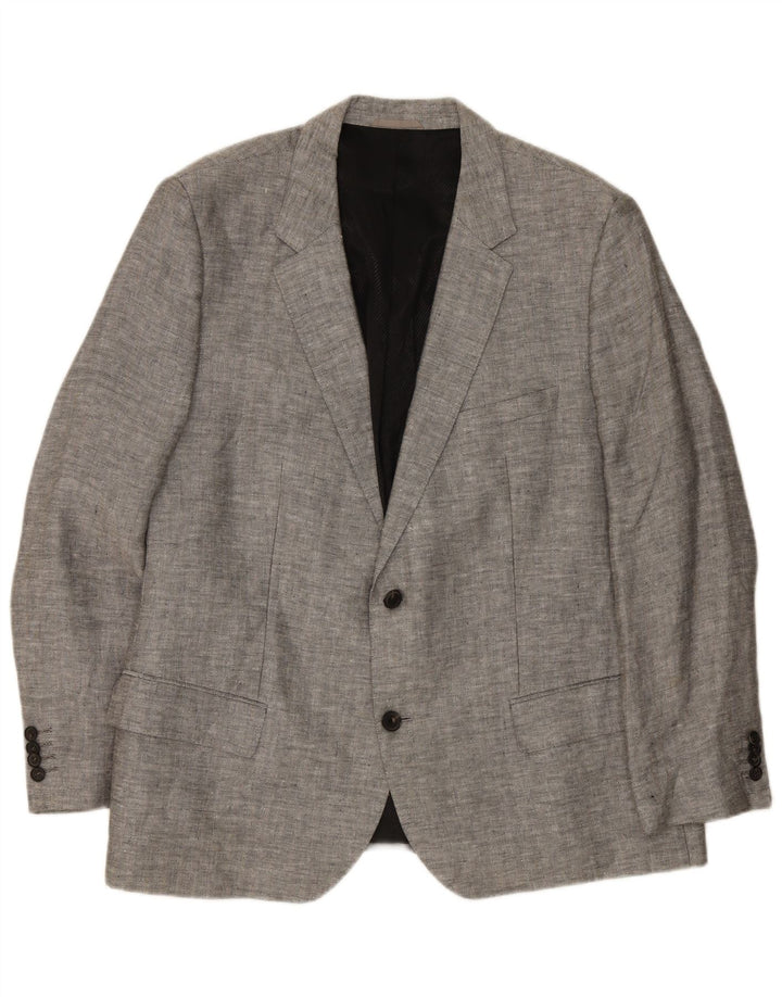 Hugo Boss Herren 2-Knopf-Blazerjacke EU 62 6XL Graues Leinen