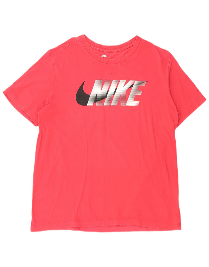 NIKE Herren-T-Shirt mit Grafik, Größe L, Rosa, Baumwolle