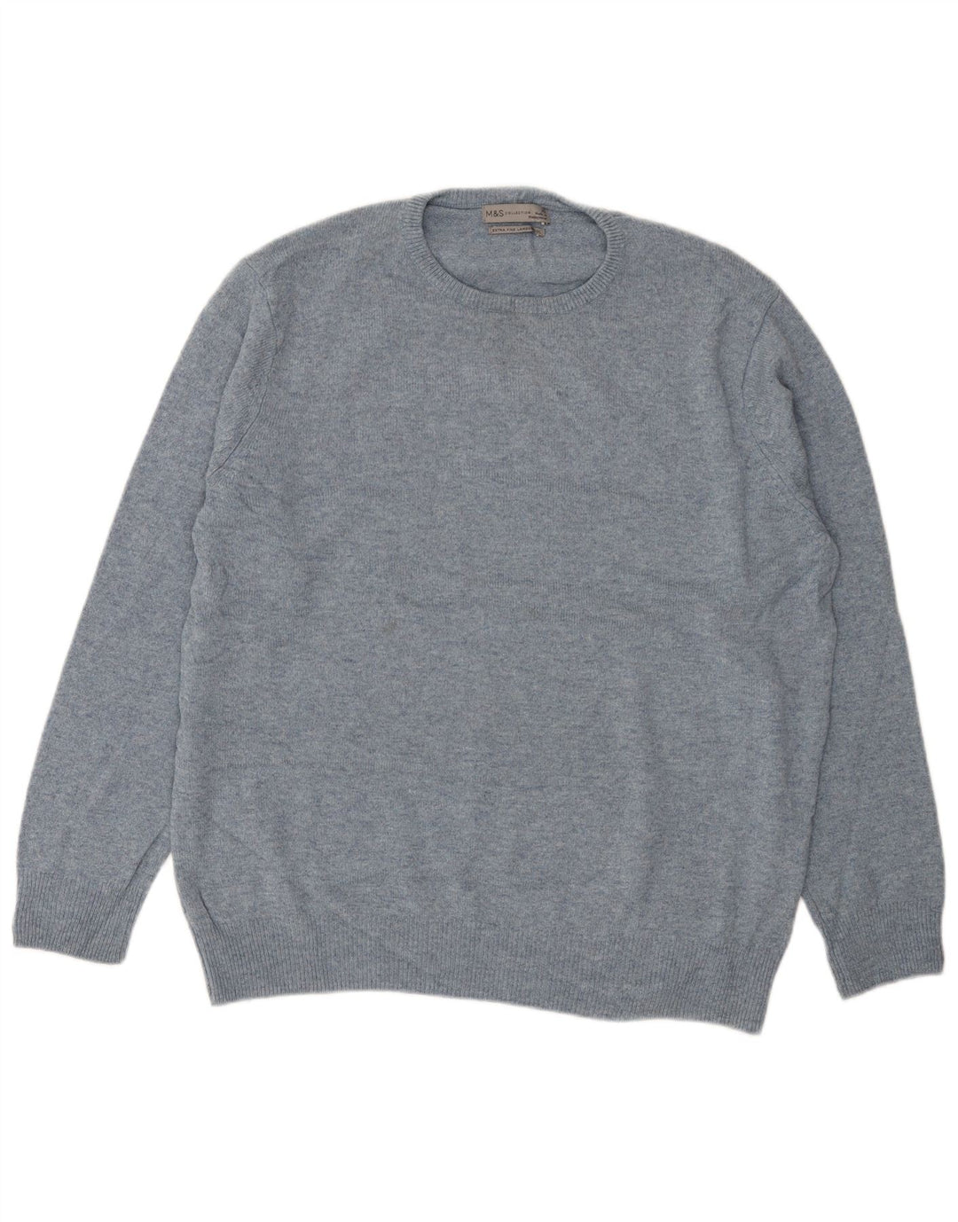 Marks & Spencer Herren-Pullover mit Rundhalsausschnitt, XL, blaue Wolle