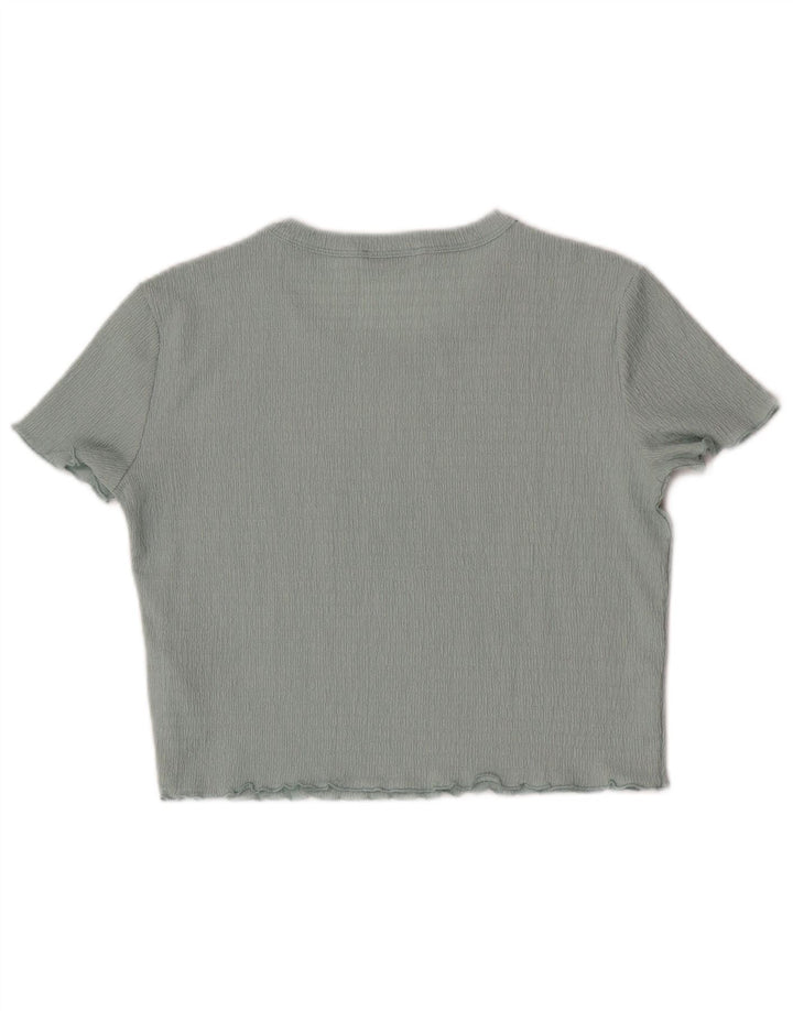 Guess Damen Crop T-Shirt Top UK 12 Mittelblaues Polyester