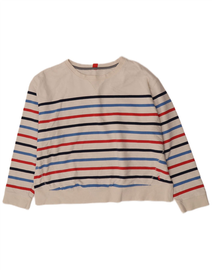 Joules Damen-Sweatshirt-Pullover in Übergröße, UK 14, mittelweiß, gestreift, Baumwolle