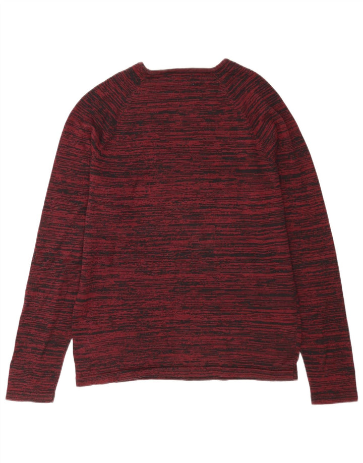 Jack & Jones Herren-Pullover mit Rundhalsausschnitt, mittlerer Burgunderrot gestreift
