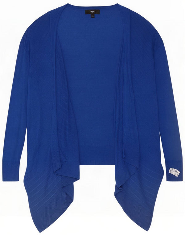 Mossimo Damen Asymmetrischer offener Cardigan-Pullover UK 16 Large Blue Nylon