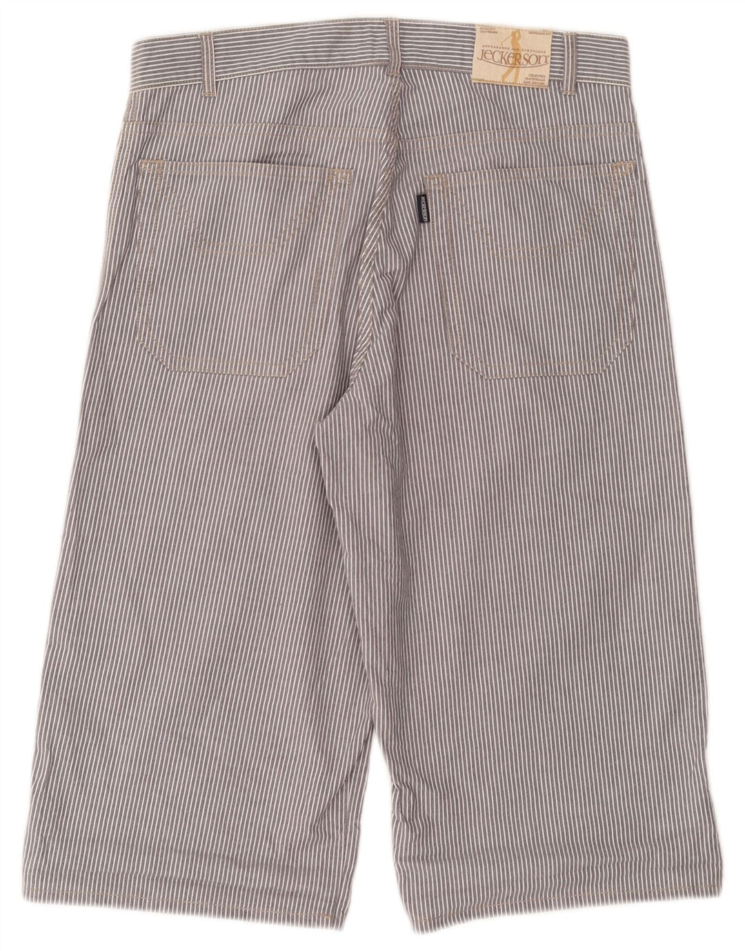 JECKERSON Herren-Bermudashorts W30 Mittelgraue Nadelstreifen-Baumwolle