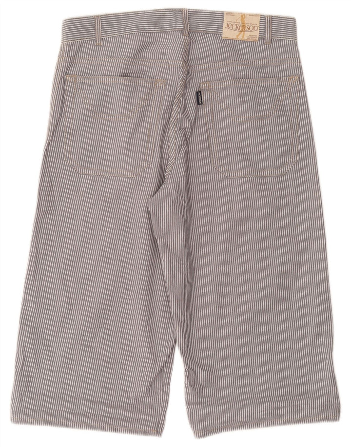 JECKERSON Herren-Bermudashorts W30 Mittelgraue Nadelstreifen-Baumwolle