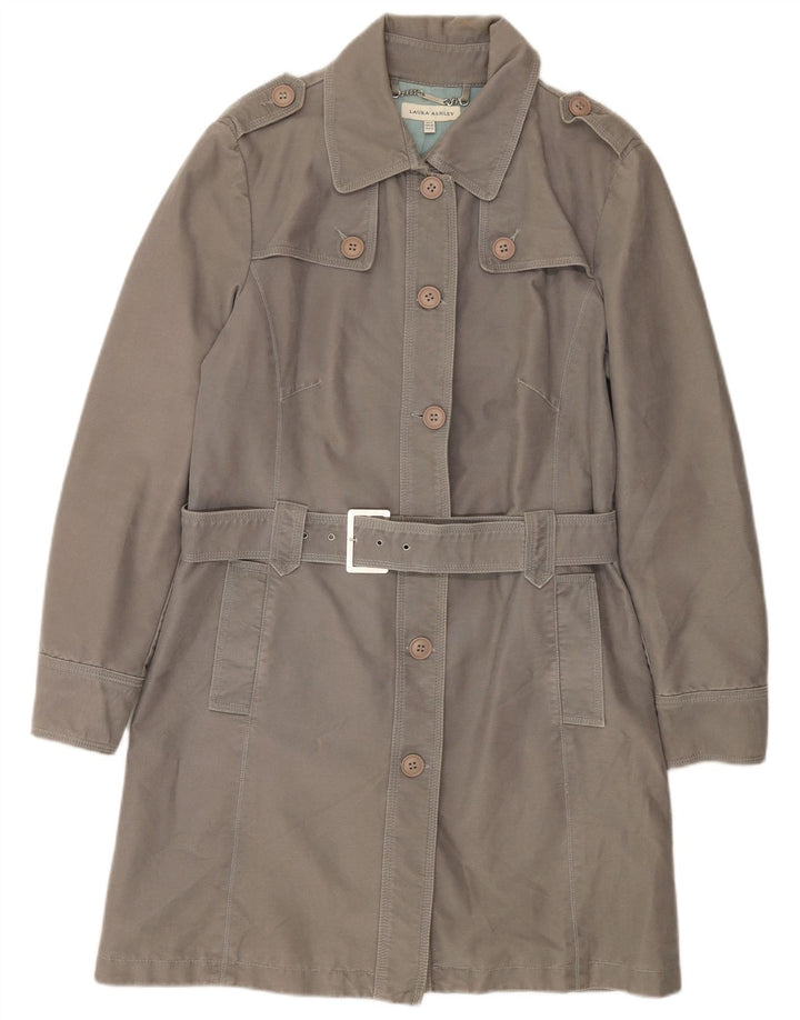 Laura Ashley Damen Trenchcoat UK 14 Große graue Baumwolle