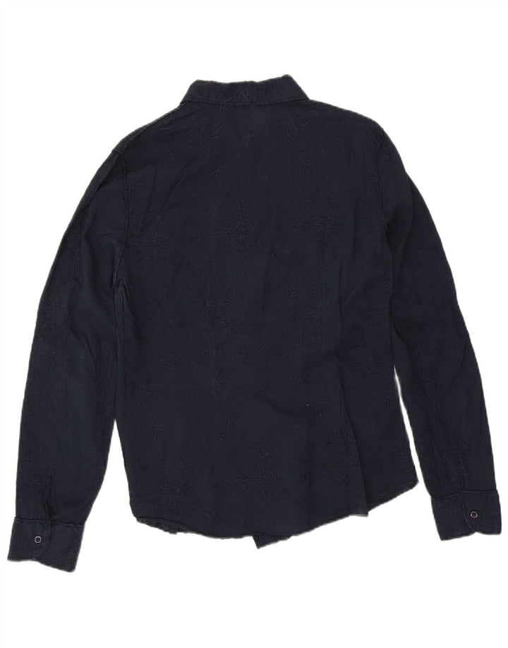 Marlboro Classics Damenhemd EU 44 XL Marineblau mit Blumenmuster