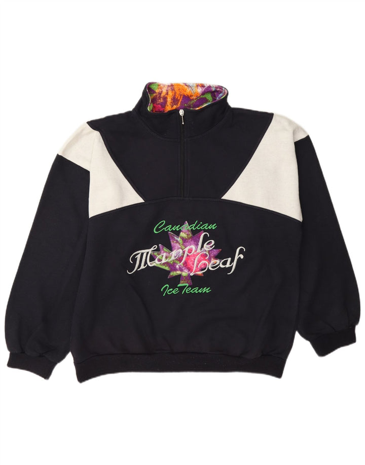 Vintage Herren-Sweatshirt mit Grafik, mittelgroß, Marineblau, Farbblock