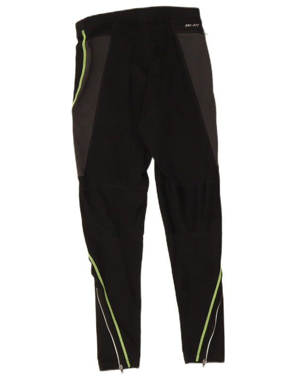 Nike Womens Dri Fit Leggings UK 10 Small Black Striped Polyester Sports