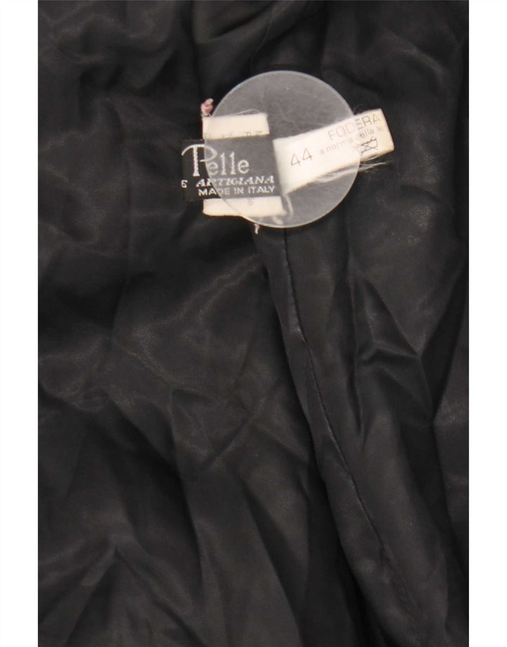 Vintage Damen Ledermantel IT 44 Medium Schwarz