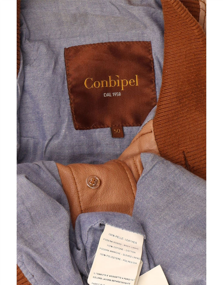 CONBIPEL Mens Leather Jacket IT 50 Large Brown Leather