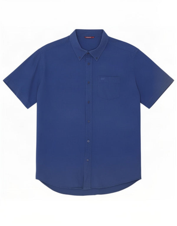 Carrera Herren Kurzarmhemd 2XL Blaue Baumwolle