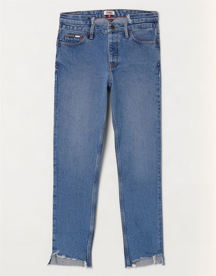 Tommy Hilfiger Damen Distressed Slim Jeans W28 L28 Blaue Baumwolle