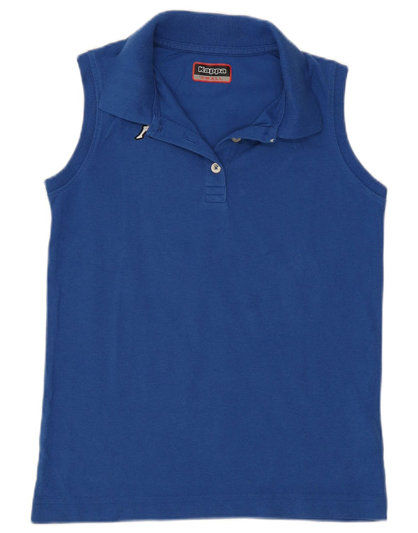 Kappa Damen ärmelloses Poloshirt UK 10 Small Blau Baumwolle