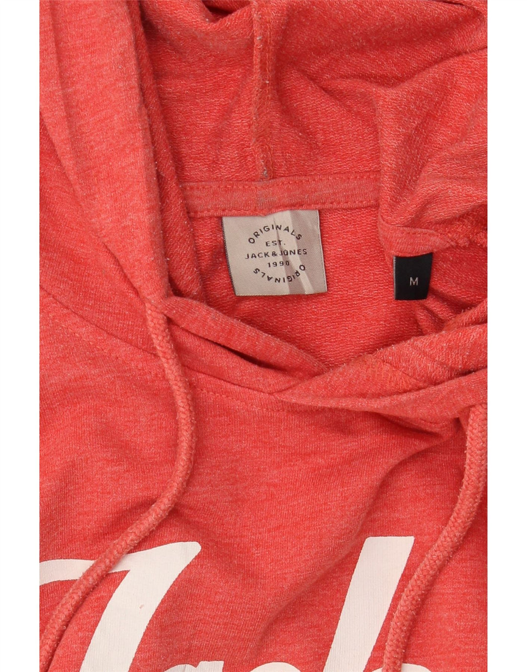 JACK & JONES Mens Graphic Hoodie Jumper Medium Red Polyester Vintage Jack & Jones and Second-Hand Jack & Jones from Messina Hembry 
