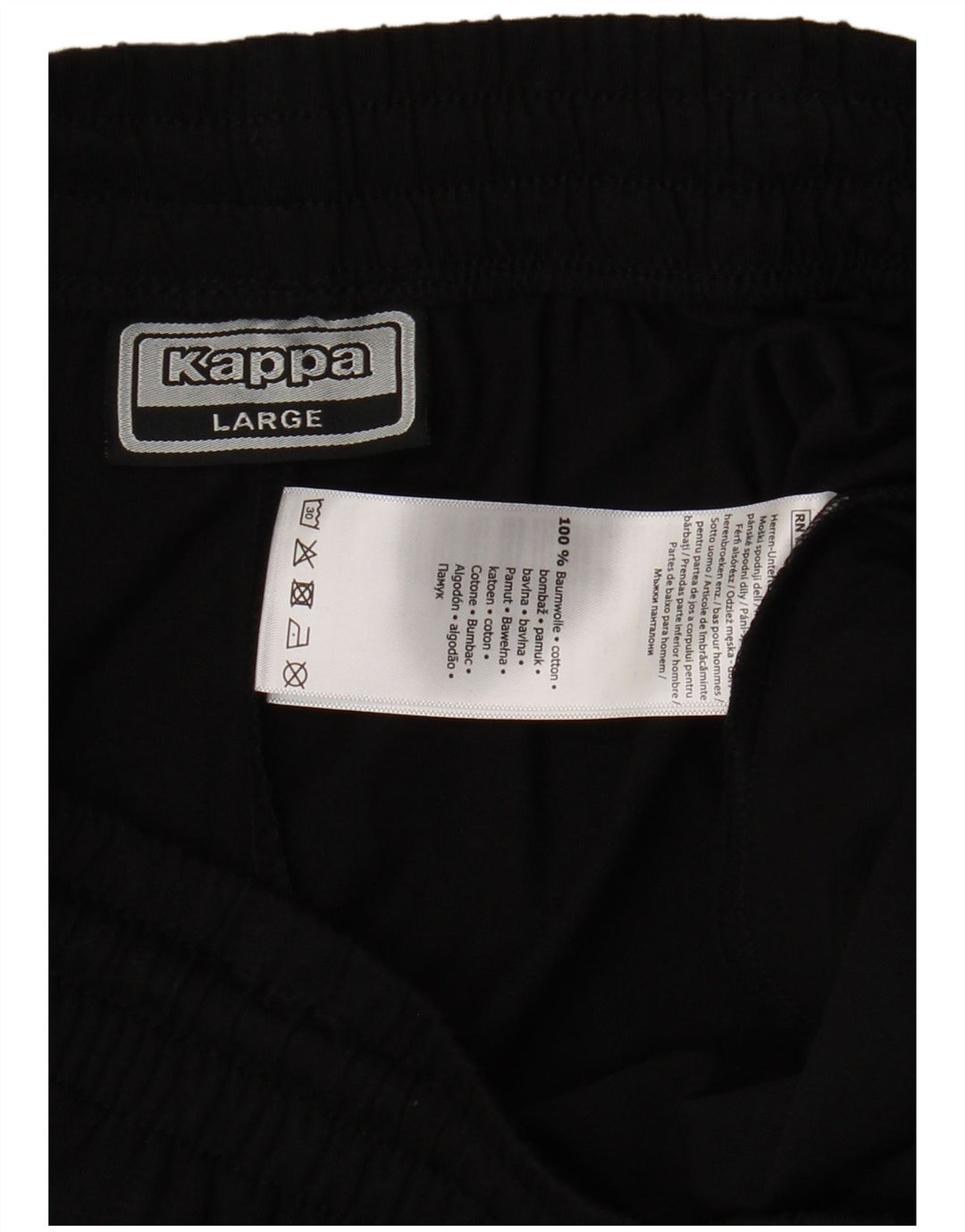 KAPPA Herren Graphic Sport Shorts Große schwarze Baumwolle