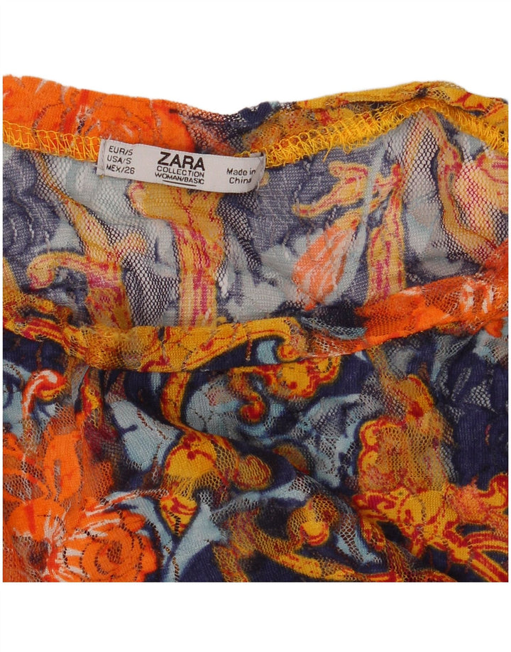Durchsichtiges Blusenoberteil für Damen von Zara, Gr. 10, klein, mehrfarbig, mit Blumenmuster