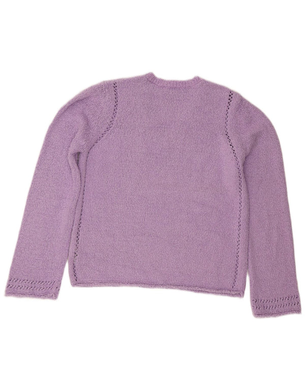 Marks & Spencer Damen-Pullover mit V-Ausschnitt, UK 14, mittelviolette Baumwolle