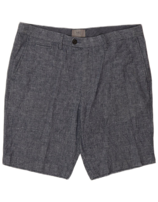 Marks & Spencer Herren Chinoshorts W34 Large Blaues Leinen