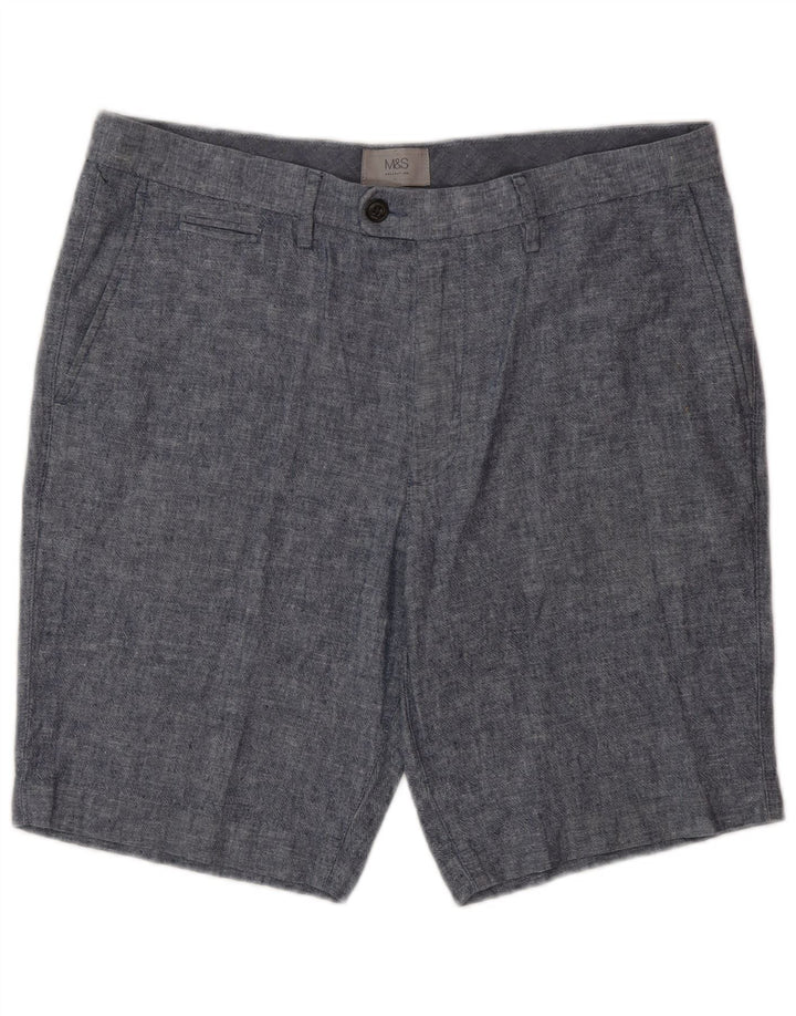 Marks & Spencer Herren Chinoshorts W34 Large Blaues Leinen