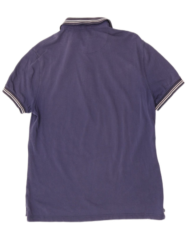 Massimo Dutti Mens Short Sleeve Regular Fit Polo Shirt Large Navy Blue