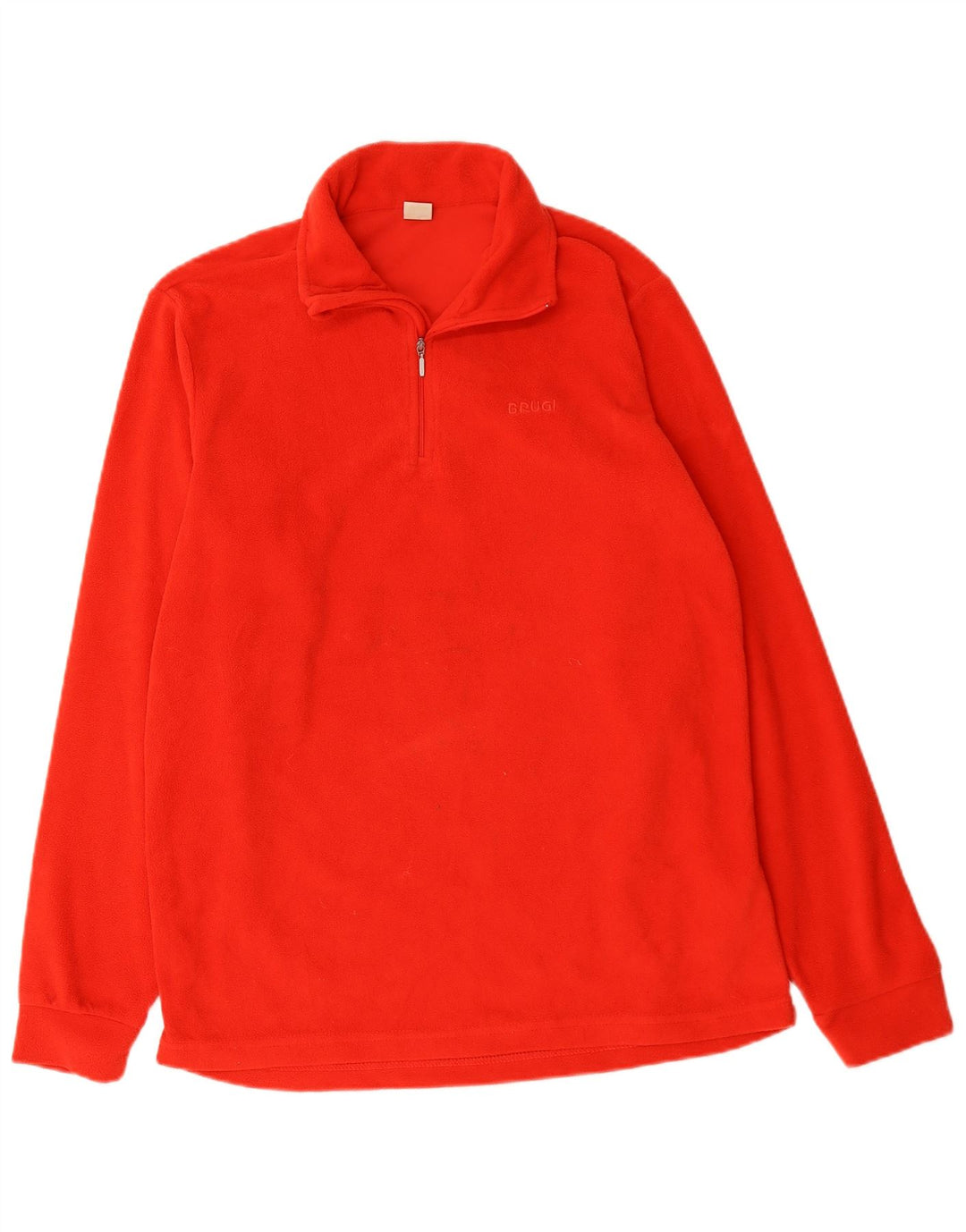 Brugi Herren-Fleecepullover mit Reißverschluss am Hals, großes rotes Polyester