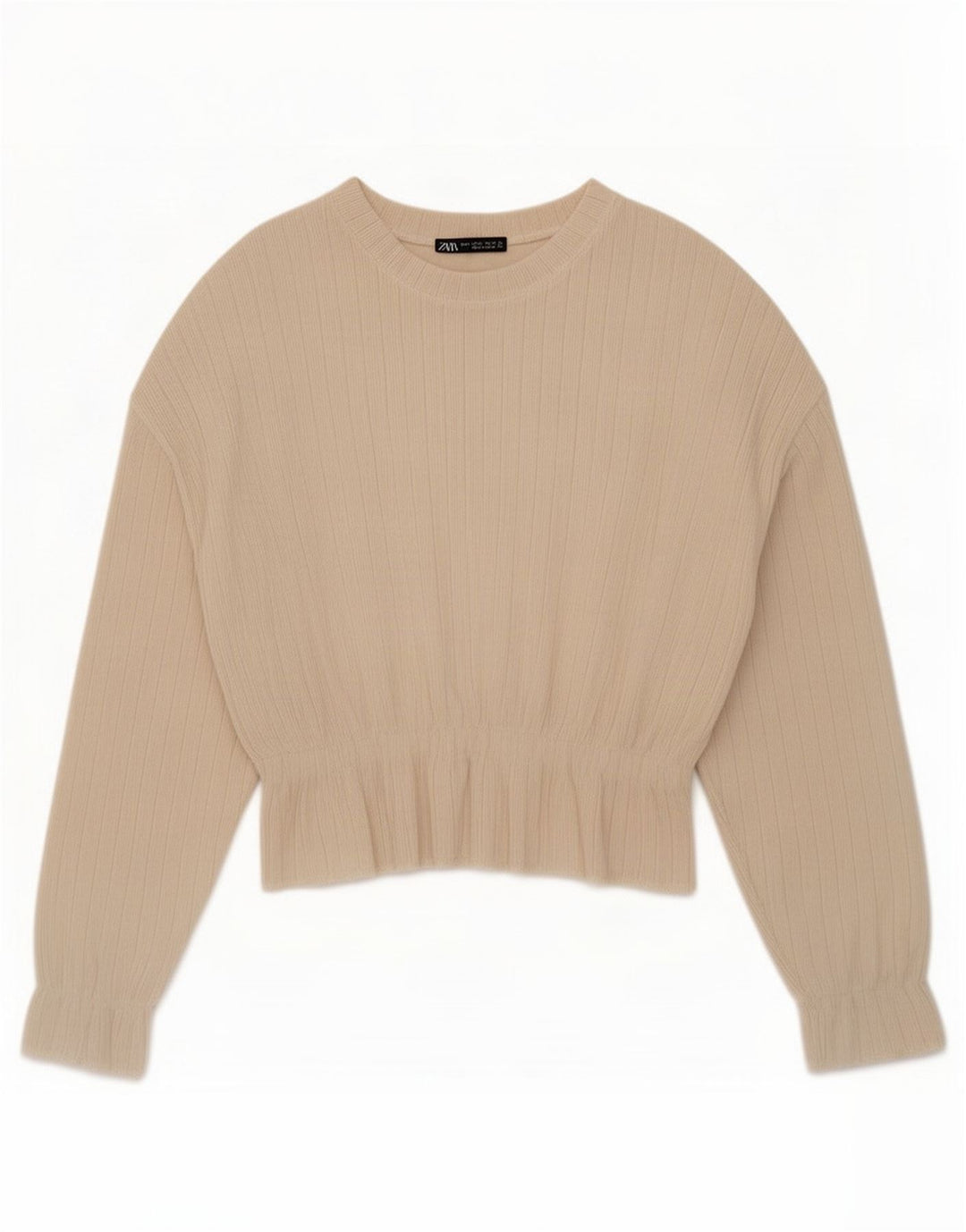 Zara Womens Relaxed Fit Bluse Top UK 10 Small Beige Polyester