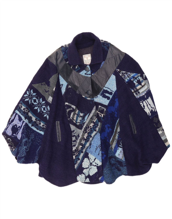 Tauros Creation Damen Cape-Mantel, Einheitsgröße, Marineblau, Fair Isle