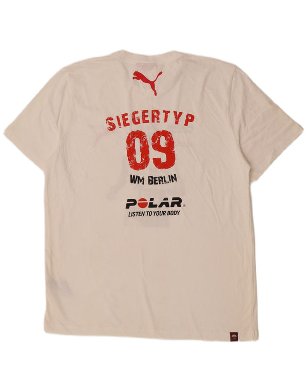 Puma Herren-T-Shirt mit Grafik, groß, aus weißer Baumwolle