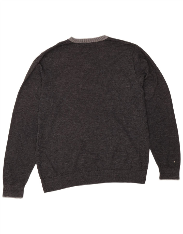 Marks & Spencer Herren-Pullover mit V-Ausschnitt, mittelgraues Acryl