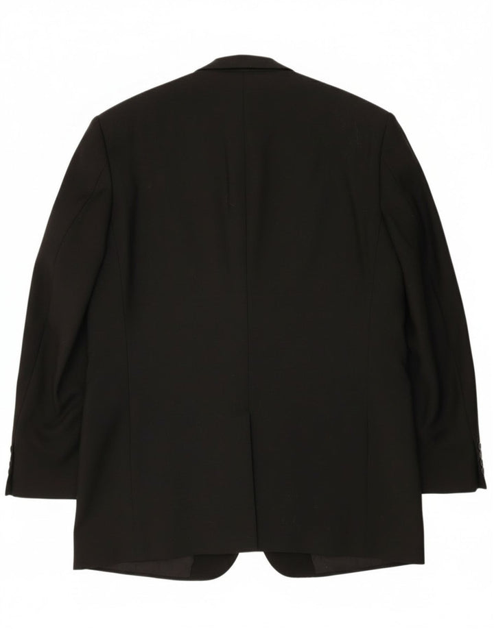 Mario Zegna Herren-Blazer mit 1 Knopf, IT 50, große schwarze Wolle im Farbblock-Design